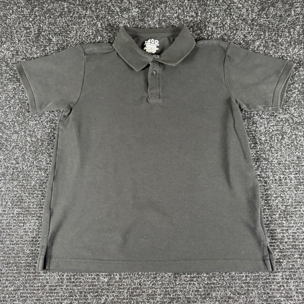 IZOD Boys XL 18-20 Black Short Sleeve Pique Polo‎ Shirt Approved Schoolwear